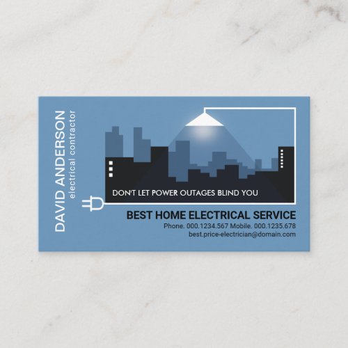 Building Silhouette Home Power Outage Electrician Business Card