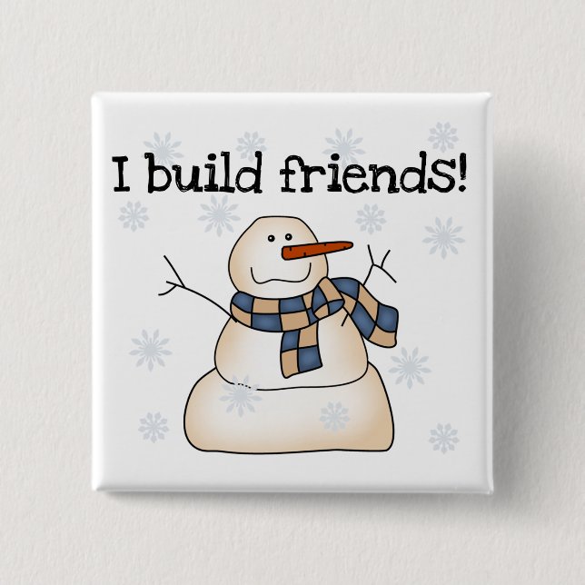Building Snow Friends Tshirts and Gifts Pinback Button (Front)