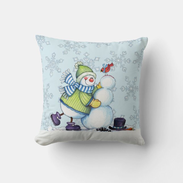 Building Snowman - Pillow (Front)