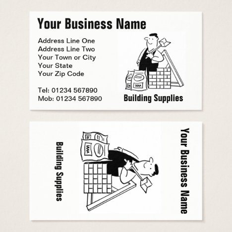 Building Supplies Cartoon Business Card