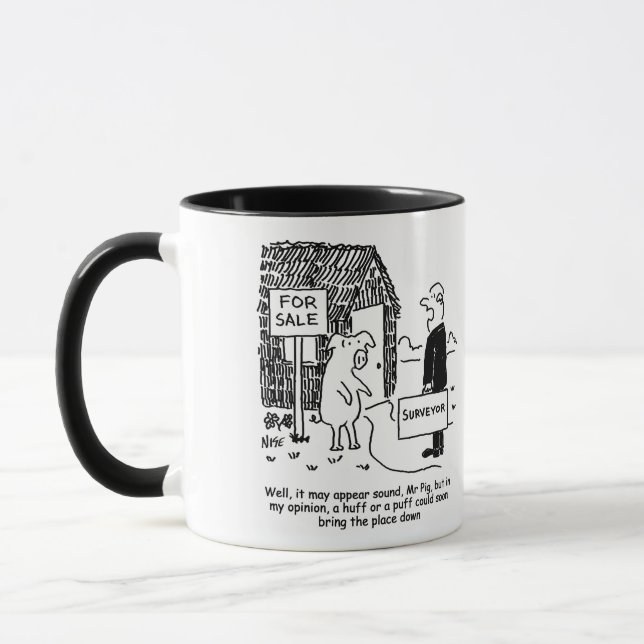 Building Surveyor looks at Mr Pig's house Mug (Left)