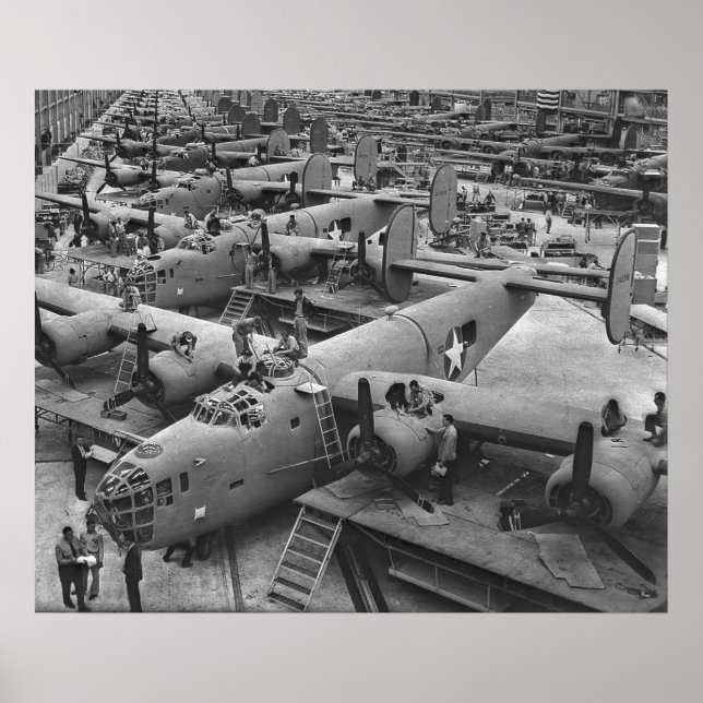 Building the B24 Fleet 1943 BW Poster (Front)