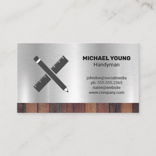 Building Tools  Construction Builder  Wood Metal Business Card