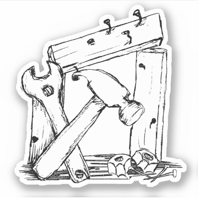 Building Tools Sketch Sticker (Front)