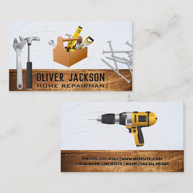 Building Tools | Tool Box | Wood Business Card (Front/Back)