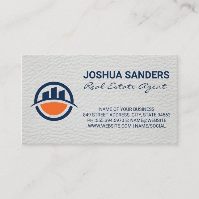 Building Town Logo | Real Estate Agent Business Card (Front)