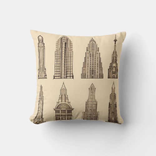 Buildings 1 _ Art Deco Pattern Blend Throw Pillow