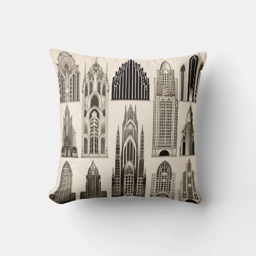 Buildings 2 _ Art Deco Pattern Blend Throw Pillow