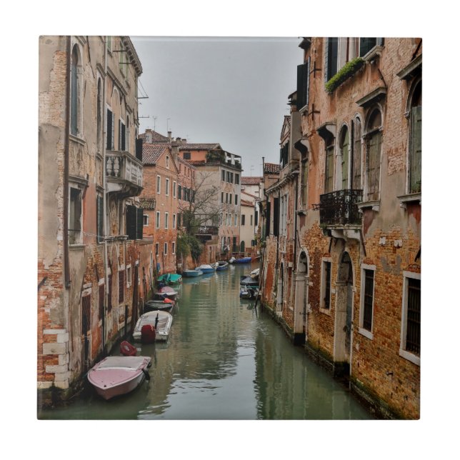 Buildings along canals of Venice Ceramic Tile (Front)