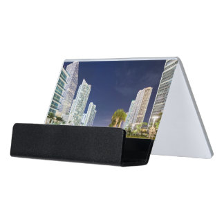 Buildings along the Miami River Riverwalk Desk Business Card Holder