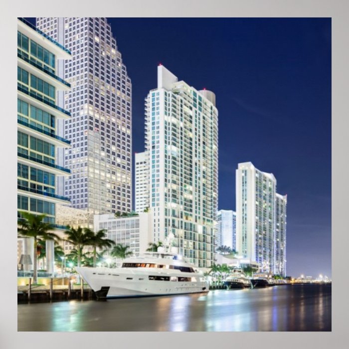 Buildings along the Miami River Riverwalk Poster