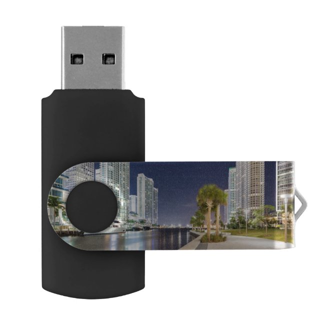 Buildings along the Miami River Riverwalk USB Flash Drive (Opened)