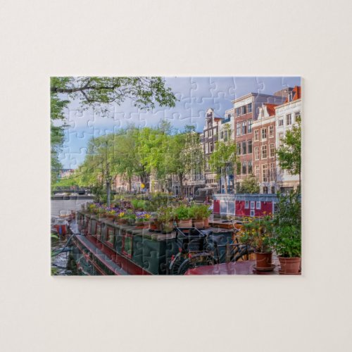 Buildings and canal in Amsterdam Netherlands Jigsaw Puzzle