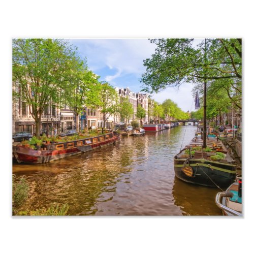 Buildings and canal in Amsterdam Netherlands Photo Print