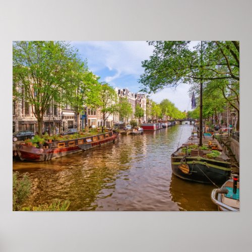 Buildings and canal in Amsterdam Netherlands Poster