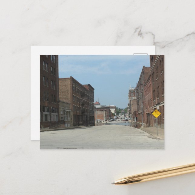 Buildings and No Outlet in Burlington, Iowa Postcard (Front/Back In Situ)