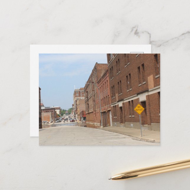 Buildings and NO OUTLET in Burlington, Iowa Postcard (Front/Back In Situ)