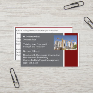 Buildings Contractor Building Construction Crane Business Card