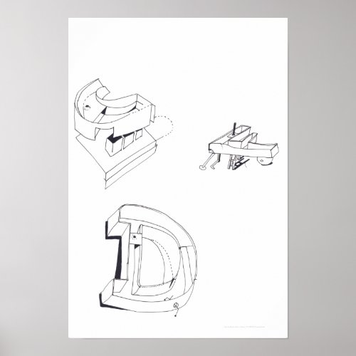 Buildings Games CLD Monogram Drawing 15 Poster