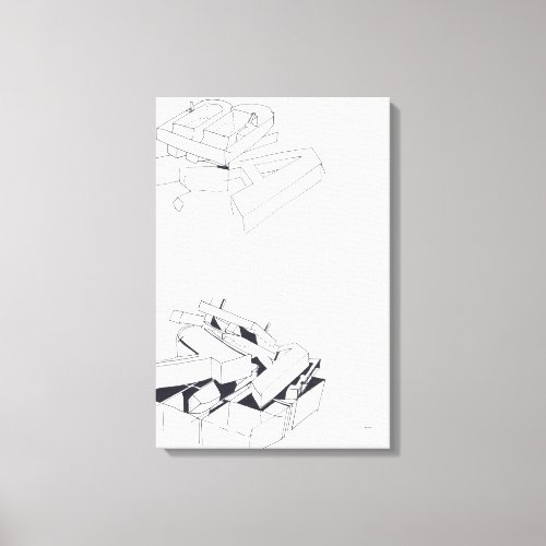 Buildings Games Drawing 7 with B and A Monogram C Canvas Print