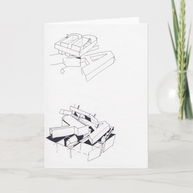 Building's Games Drawing 7 with B and A Monogram Note Card (Front)