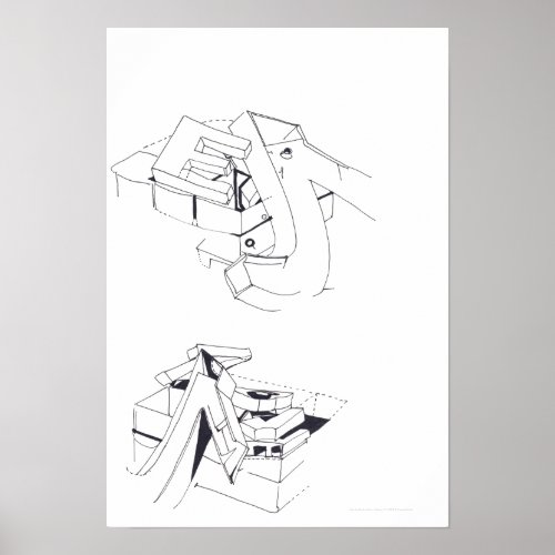 Buildings Games E truncated Letter Drawing 10 P Poster