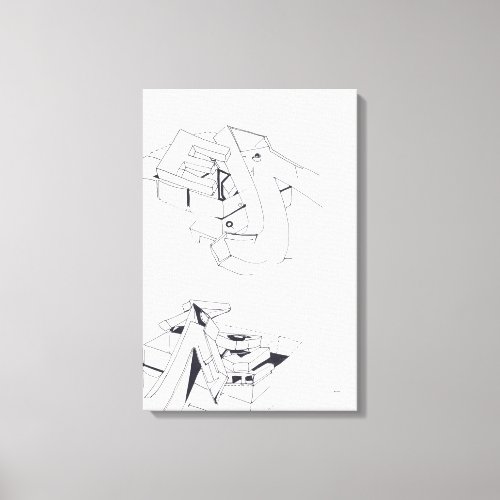 Buildings Games Truncated Letter Drawing 10Canvas Canvas Print