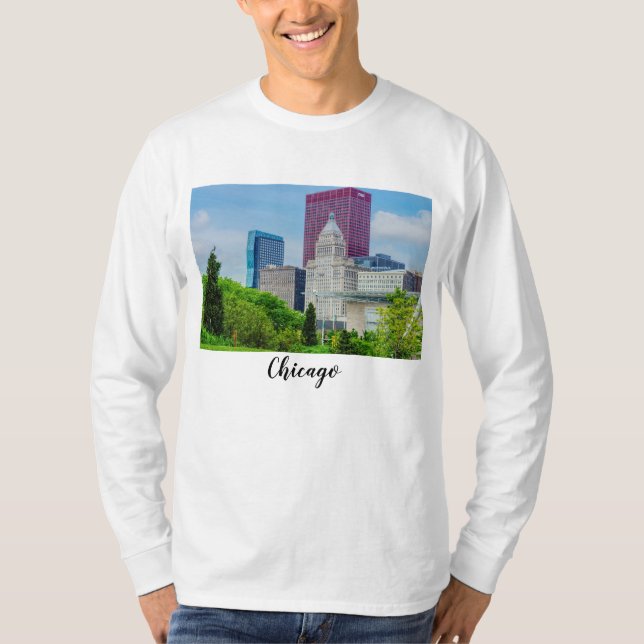 Buildings In Chicago Long Sleeve T-Shirt (Front)