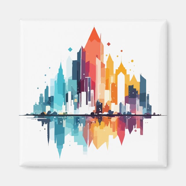 Buildings Landscape Modern Skyscrapers City Life Magnet (Front)
