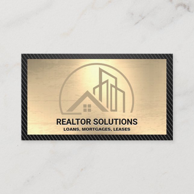 Buildings Logo | Gold | Carbon Fiber Business Card (Front)