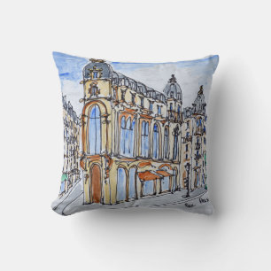 Buildings on Rue Reaumur, Paris, France Throw Pillow