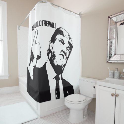 BuildTheWall Build the Wall MAGA Trump finger USA Shower Curtain