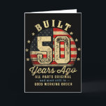Built 50 Years Ago Funny 50th Birthday Usa Flag  Card<br><div class="desc">Built 50 Years Ago Funny 50th Birthday Usa Flag</div>