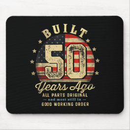 Built 50 Years Ago Funny 50th Birthday Usa Flag Mouse Pad