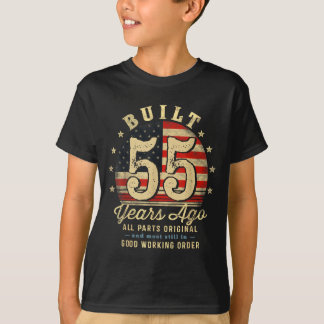 Built 55 Years Ago Funny 55th Birthday Usa Flag  T-Shirt