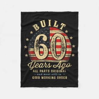 Built 60 Years Ago Funny 60th Birthday Usa Flag Fleece Blanket