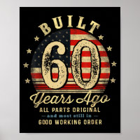 Built 60 Years Ago Funny 60th Birthday Usa Flag