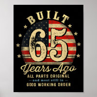 Built 65 Years Ago Funny 65th Birthday Usa Flag 
