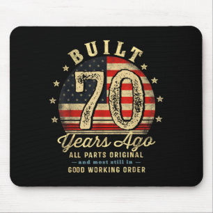 Built 70 Years Ago Funny 70th Birthday Usa Flag  Mouse Pad