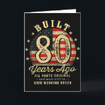 Built 80 Years Ago Funny 80th Birthday Usa Flag  Card<br><div class="desc">Built 80 Years Ago Funny 80th Birthday Usa Flag</div>