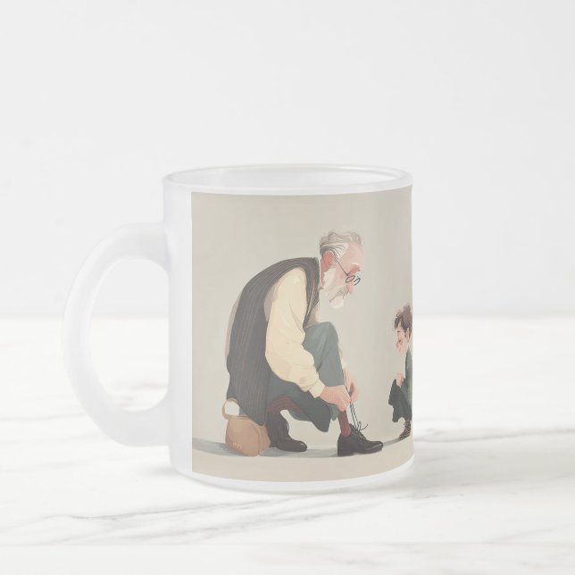 Built By Love. Guided By Dad Frosted Glass Coffee Mug (Left)