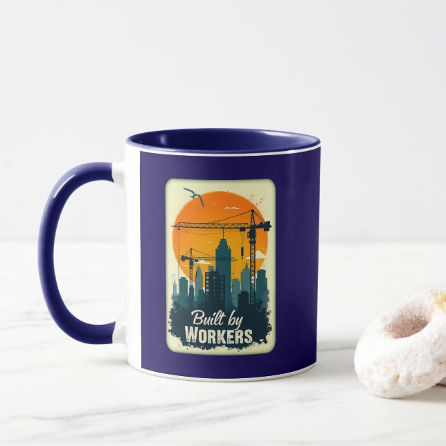 Built by Workers Retro Labor Day Shirt Mug (With Donut)