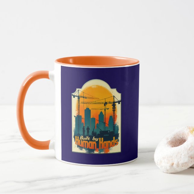 Built by Working Hands Labor Day Construction Desi Mug (With Donut)