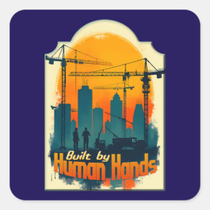 Built by Working Hands Labor Day Construction Desi Square Sticker