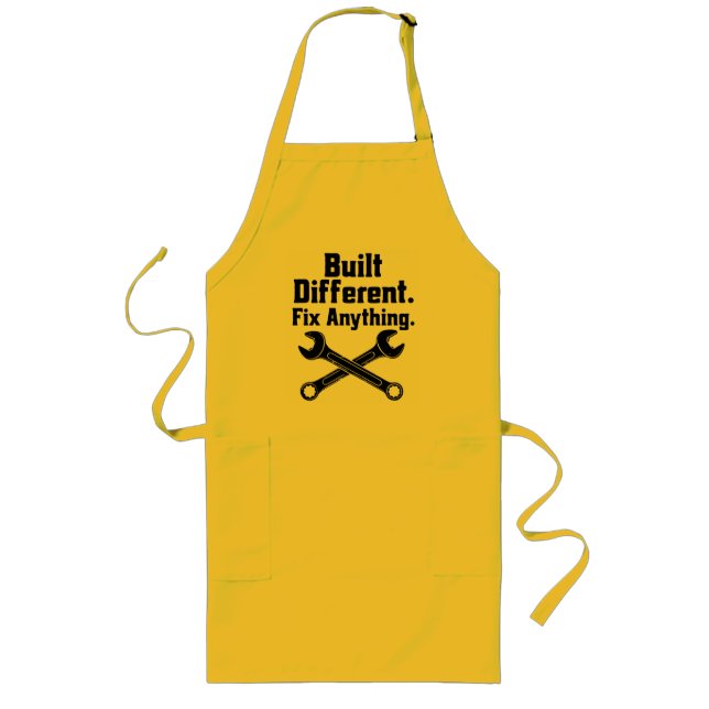 Built Different Fix Anything Mechanic Wrench  Long Apron (Front)