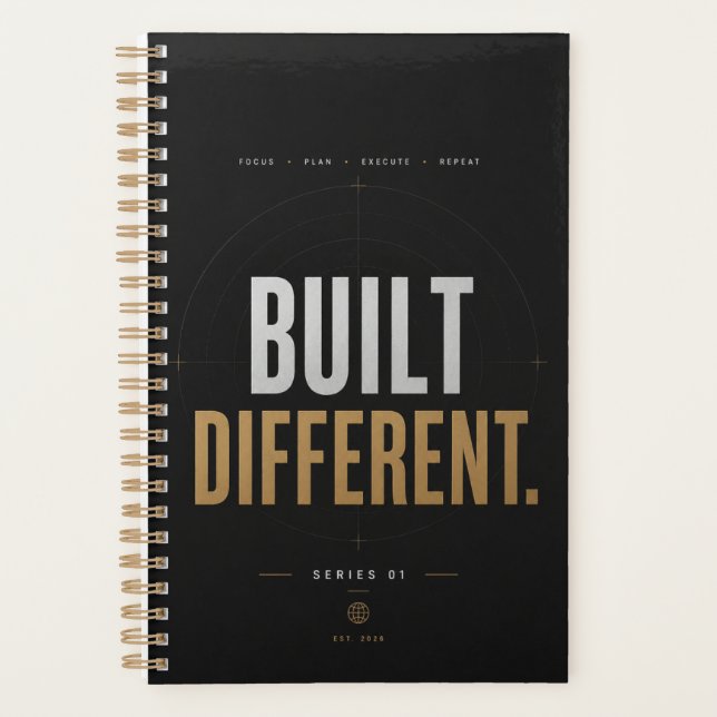  Built Different Notebook | Minimalist Motivationa (Front)