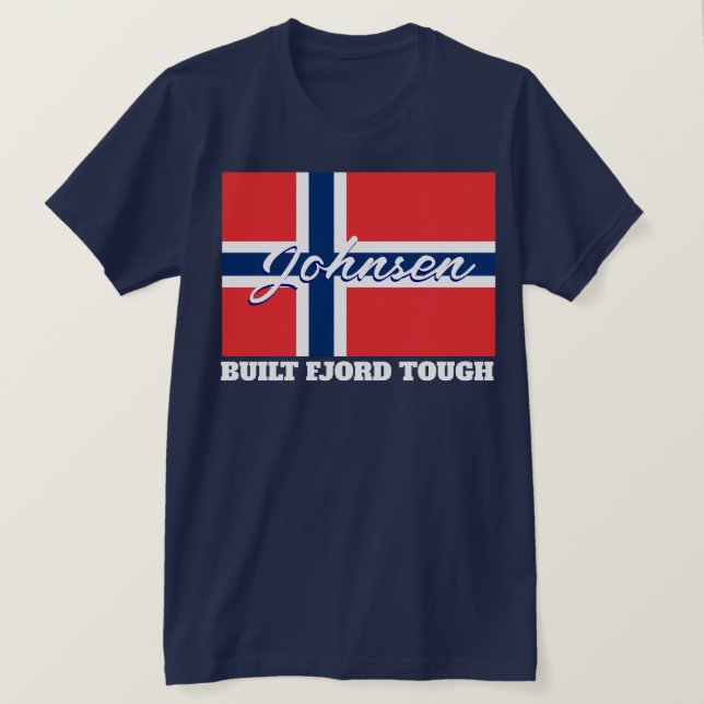 "Built Fjord Tough" and Norwegian Flag T-Shirt (Design Front)