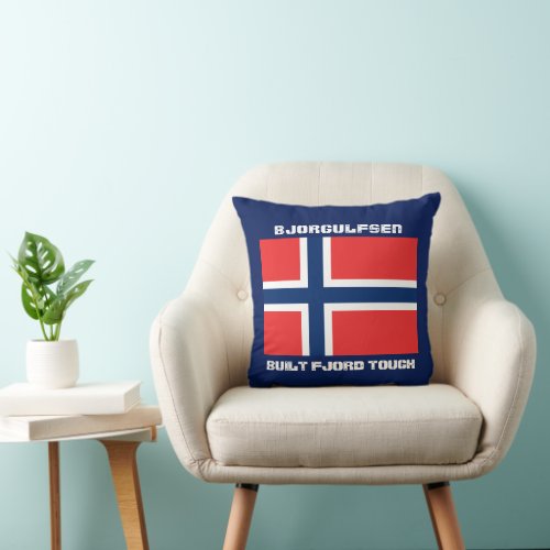 Built Fjord Tough and Norwegian Flag Throw Pillow