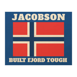 "Built Fjord Tough" and Norwegian Flag Wood Wall Art