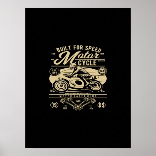 built for speed motorcycle poster